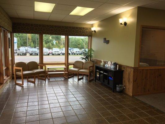 This is the waiting room, and it also serves as the space used for group fitness classes.