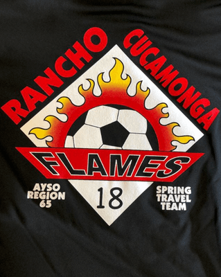 AYSO Rancho Cucamonga A4 dri fit shirts.