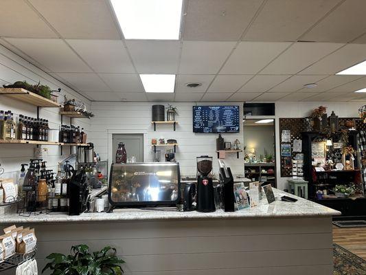 Coffee bar in the back of the store