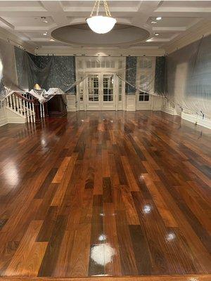 Cape fear country club entry way. Floors were sanded and refinished all natural with bona traffic HD finish.