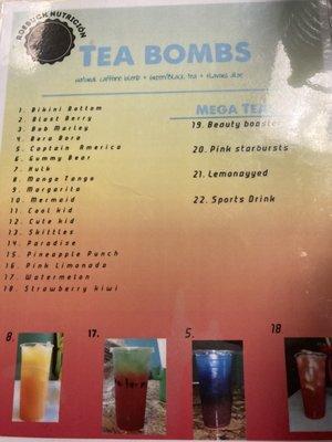 Tea bombs menu