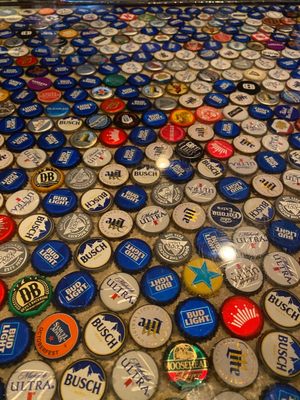 Bottle cap bar top