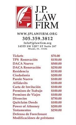 Services and prices