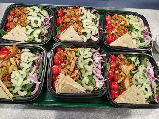 Meal Prep - Chicken Shawarma Salad with Pita Bread