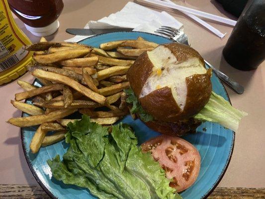 Bobcats 1/4 lb burger and fries