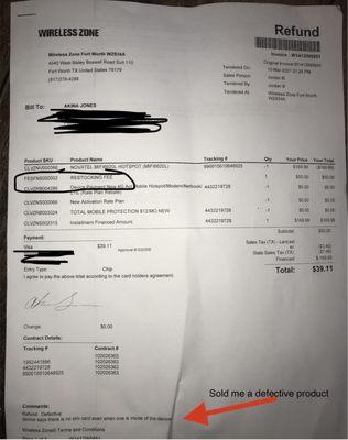 Refund receipt, they ADDED a restocking fee manually.