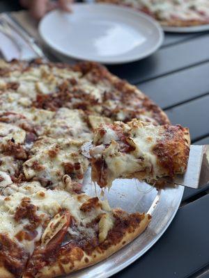 BBQ chicken pizza.