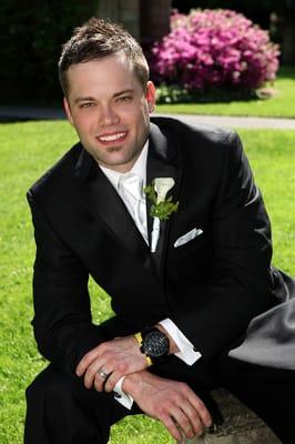 Groom after ceremony.