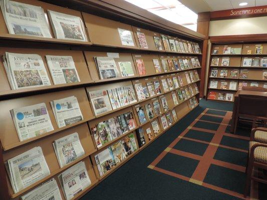 The Fireside Reading Room features newspapers and magazines, comfy chairs, study tables and a fireplace!