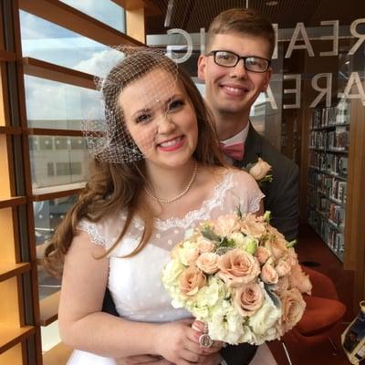 I got to marry this stunning couple at the library.  This is no ordinary library or couple.  So amazing. Happy day you two...