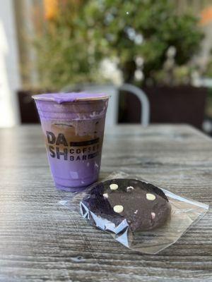 Ube Foam Latte + Ube with White Choco Cookie