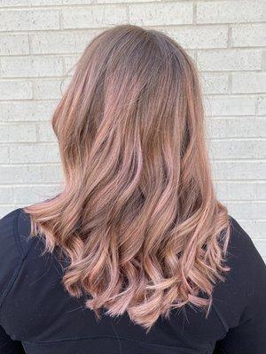 Balayage and rose gold toner