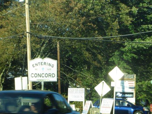 Entering Concord, Massachusetts.