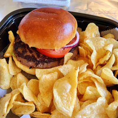 Smash Burger with Kettle Chips