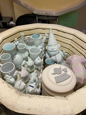 Loaded kiln before firing