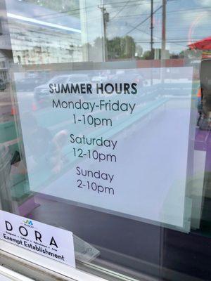 Summer hours