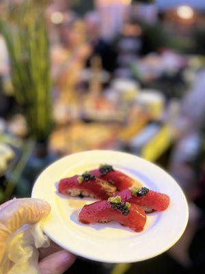 Bluefin tuna sushi with caviar