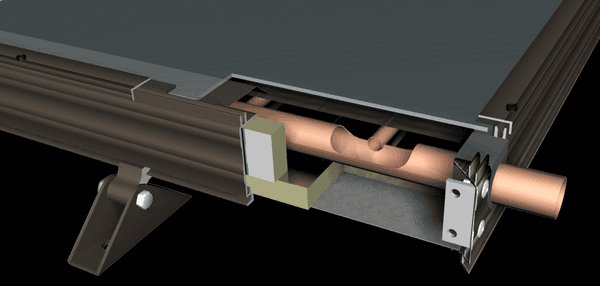 Cutaway section of a solar thermal collector