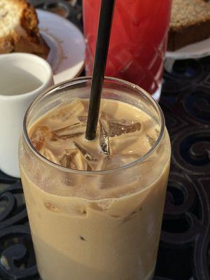 Iced vanilla latte. Bomb.