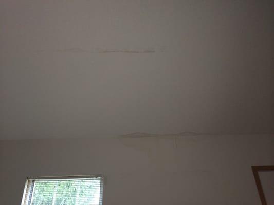 Ceiling and wall water stains that have not been fixed