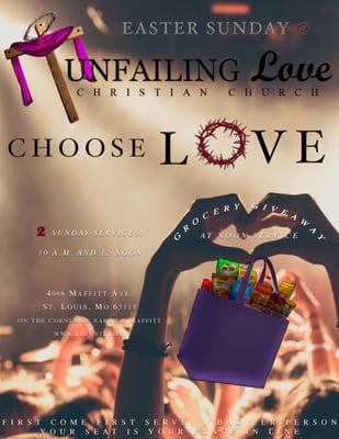 Unfailing Love Christian Church Easter Giveaway Flier - Graphic Design