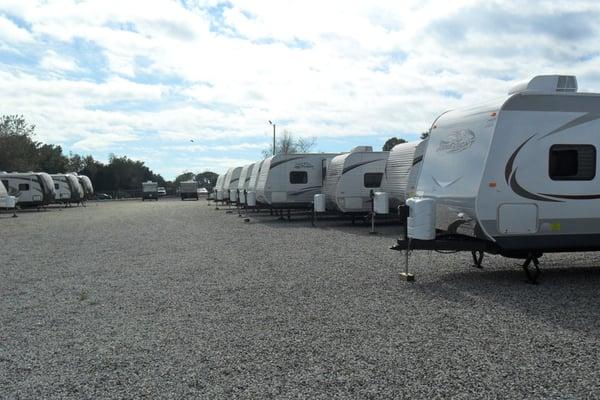 A fifth wheel trailer is ready and waiting for you to hit the open road! Simply hook up to a hitch and go explore!