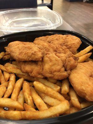 Chicken Tenders and fries.