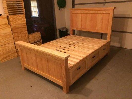 Custom Made Solid Wood Platform Bed With Storage. All Sizes Available