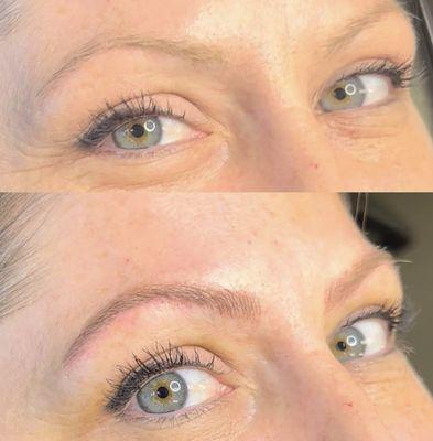 Before and after. Microblading.