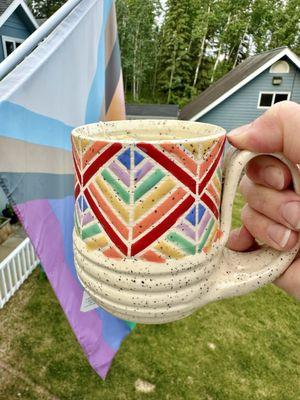 Locally made mug from Night School Knits!