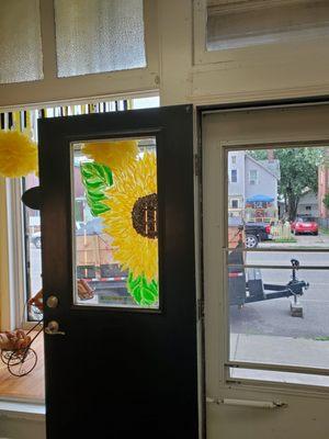 Beautiful sunflower artwork done by former employee