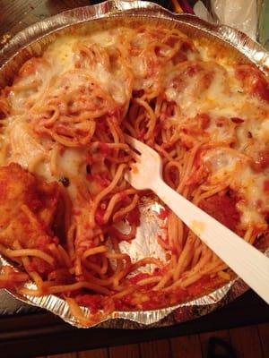 Chicken Parmesan spaghetti! YUM!