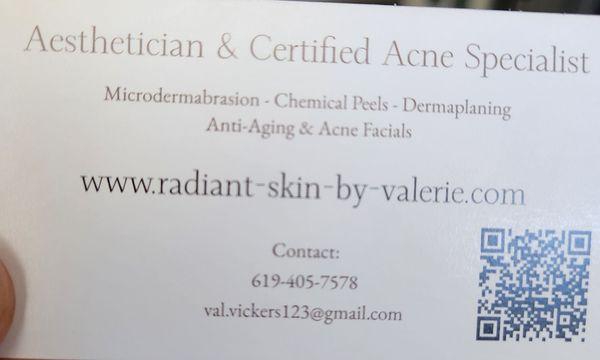 Valerie's business card.