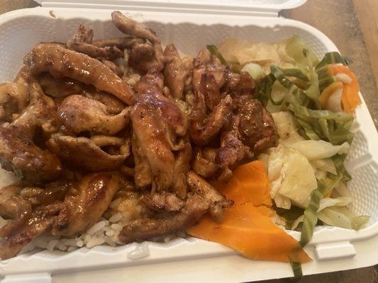 Teriyaki Chicken with veggies and rice $8 7/2024