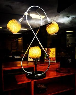 Fantastic, Chrome and Spun Plastic Mid Century Lamp!