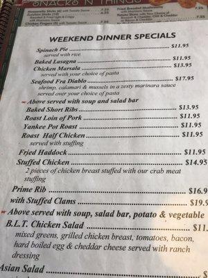 weekend specials