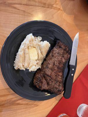 New York steak dinner. It comes with its own hot slaw or side salad. Delicious!