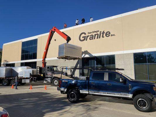 Replacing skylights on a building in Poway