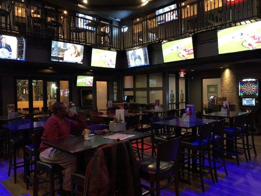 Spacious bar area with multi-level seating.