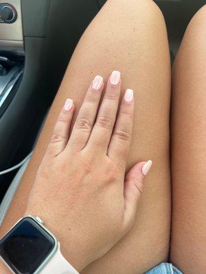 skinny square light pink acrylic with gel