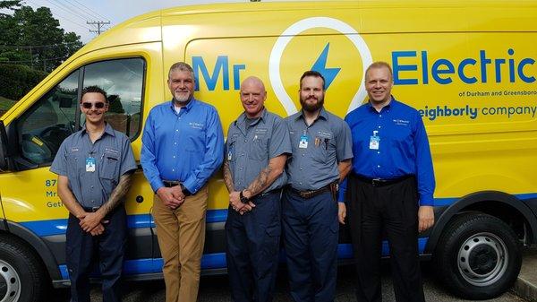 The Mr. Electric of Raleigh Team - Owner Mats In Far Right