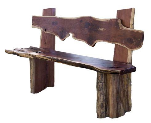 Rustic red cedar log bench, perfect complement for your farmhouse patio!