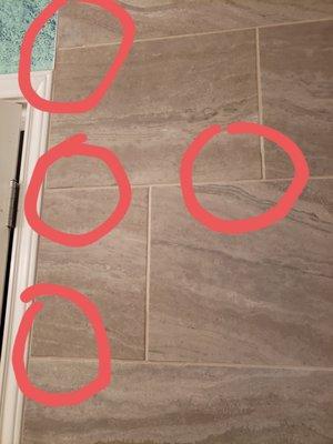 Uneven bumpy and thin grout