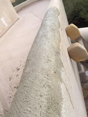 Exterior stucco repair done right with "bonder" and high strength 'Rapid-Set' 2 hour cure stucco patch.             AFTER