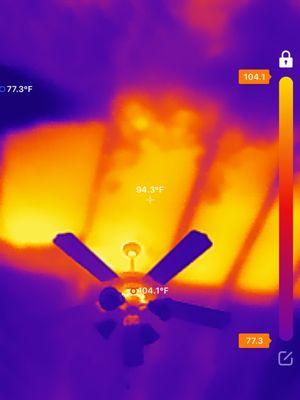 Infrared scan of missing insulation over living room