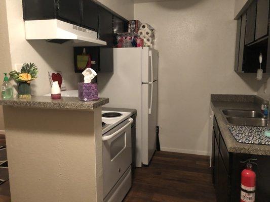 Kitchen in the one bedroom apartment