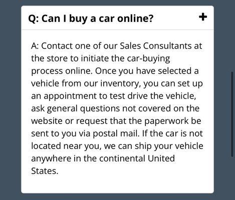 First snippet from dealership's website.