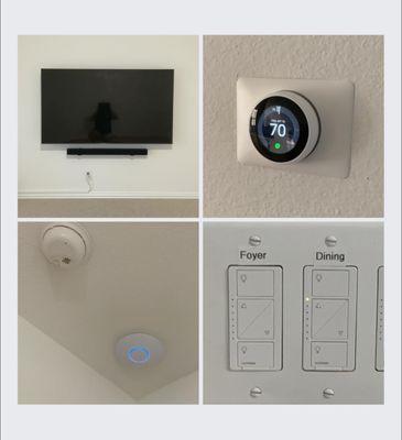 Tv mounting, ceiling mounted WiFi access points, smart thermostats, and smart light switches