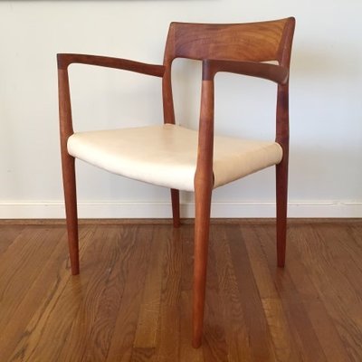 This Danish teak chair by Møller deserves its own post.  With a cow hide seat, & a refinished frame, this design is timeless!