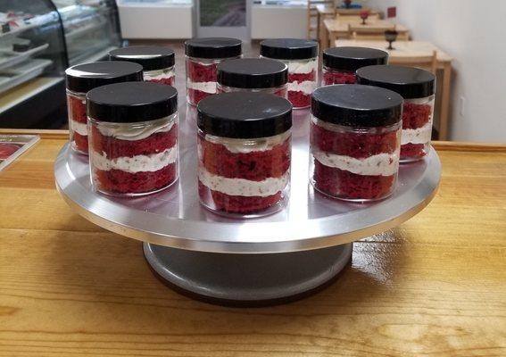 Deltas Dream Red Velvet Cake In A Jar. We have a variety of flavors!